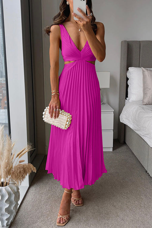 Amina | Sleeveless Pleated Maxi Dress